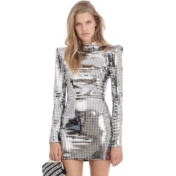 BALMAIN MIRRORED MINI DRESS SIZE M/L US, 42 FR NEW - Picture 3 of 15